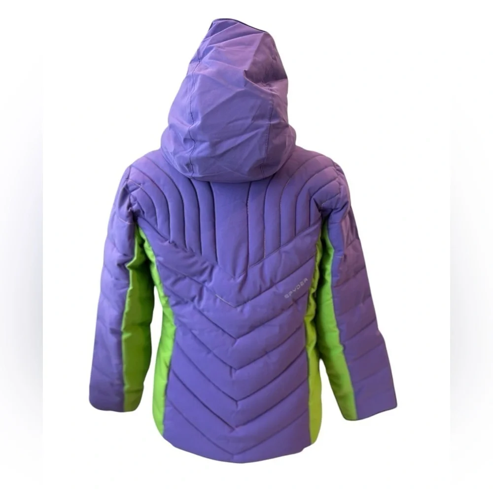 Spyder Girls Puffer Jacket Purple Green Hooded Size 16